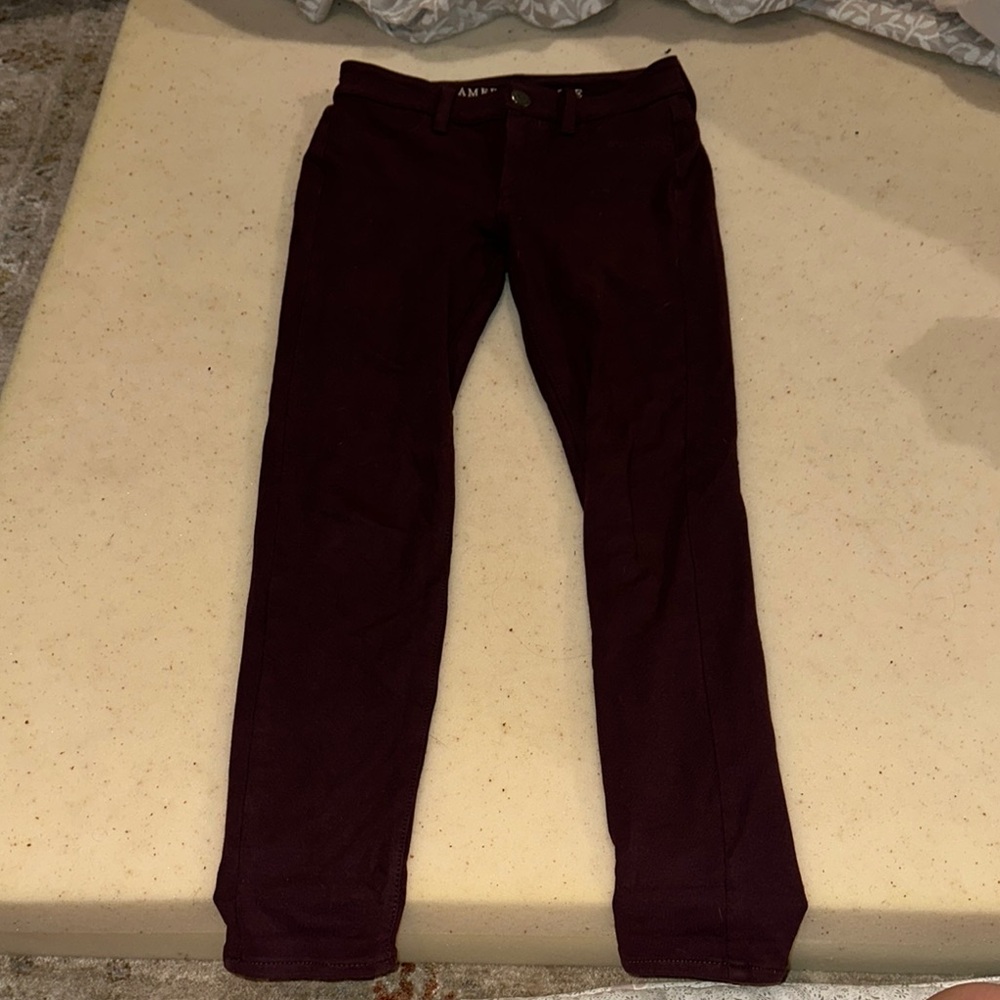 American Eagle Outfitters Women's Skinny Jeans - Burgundy, Super Stretch